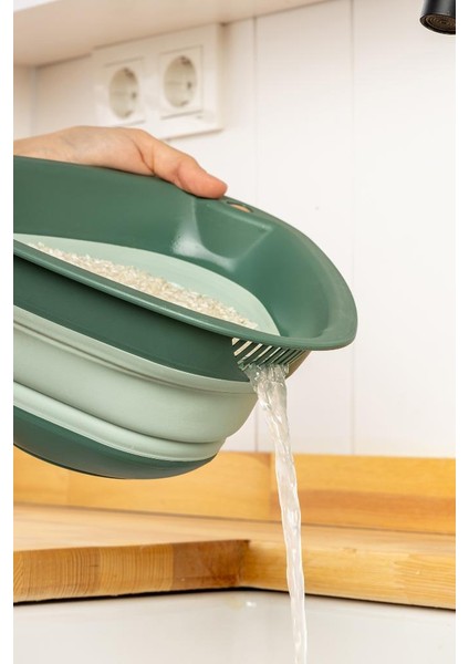 Tidy Rice Yeşil Üçgen Katlanabilir Pirinç Süzgeci modelleri