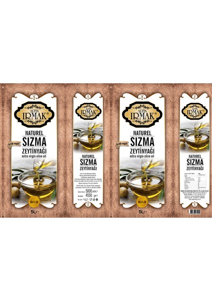 Altın ırmak Natürel Sızma Zeytinyağı 5 x 4 = 20 lt