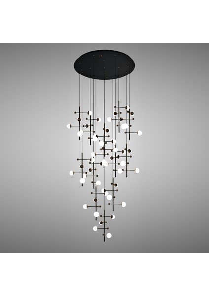 Addo Siyah 13'lü 52 Watt Yuvarlak Modern Sarkıt Koridor, Salon Sarkıt LED Avize fiyatları