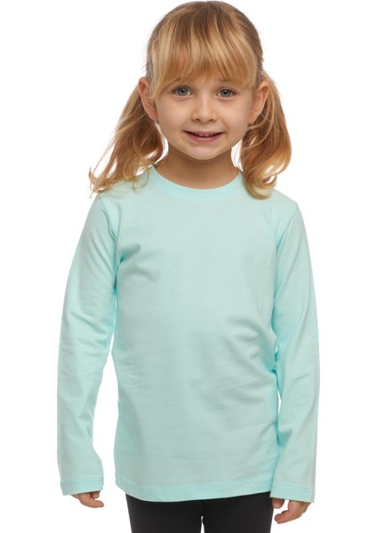 Mint Basic Unisex Çocuk Mevsimlik Sıfır Yaka Uzun Kollu Tişört