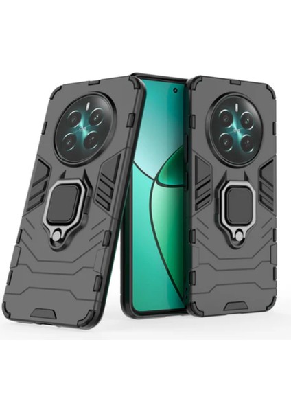 Realme 12+ / 12 Plus ile Uyumlu Batman Serisi Yüzük Standlı Armor Kılıf - Siyah AL3349