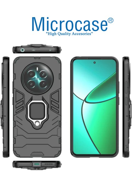 Realme 12+ / 12 Plus ile Uyumlu Batman Serisi Yüzük Standlı Armor Kılıf - Siyah AL3349