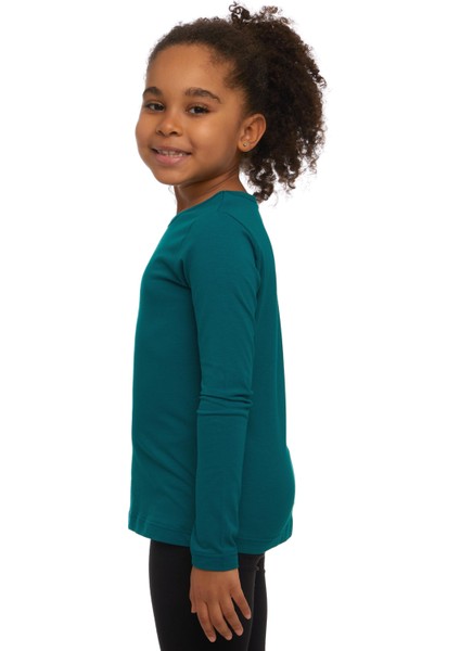 Koyu Petrol Basic Mevsimlik Likralı Uzun Kollu Kız Çocuk Tişört fiyatları