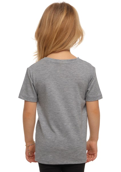 Gri Basic Unisex Çocuk Sıfır Yaka Kısa Kollu Tişört modelleri
