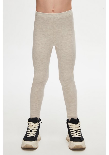 Koyu Bej Melanj Basic Kız Çocuk Yazlık Tayt fiyatları