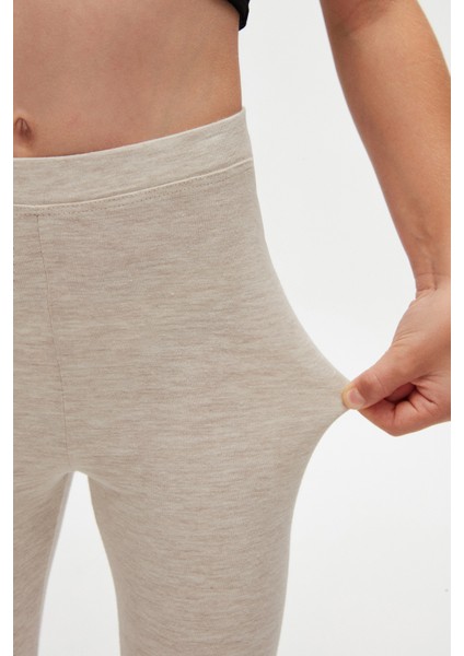 Koyu Bej Melanj Basic Kız Çocuk Yazlık Tayt modelleri