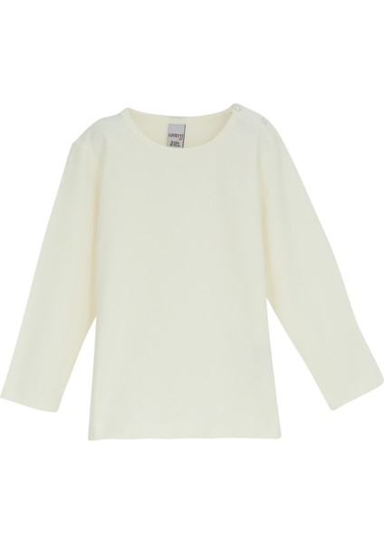 Ekru Basic Çıtçıtlı Uzun Kollu Bebek Tişört