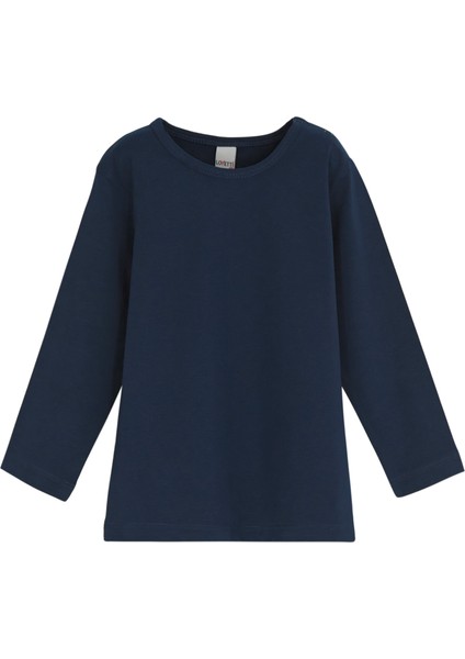 Açık Lacivert Basic Çıtçıtlı Uzun Kollu Bebek Tişört