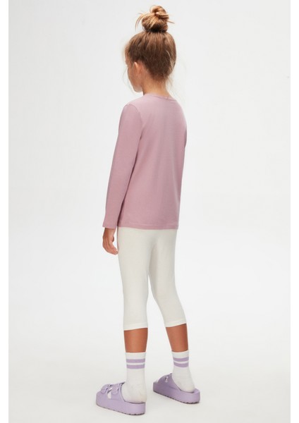 Gül Kurusu Basic Unisex Çocuk Mevsimlik Sıfır Yaka Uzun Kollu Tişört fırsatları