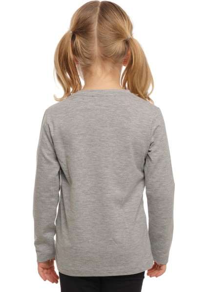Gri Basic Unisex Çocuk Mevsimlik Sıfır Yaka Uzun Kollu Tişört modelleri