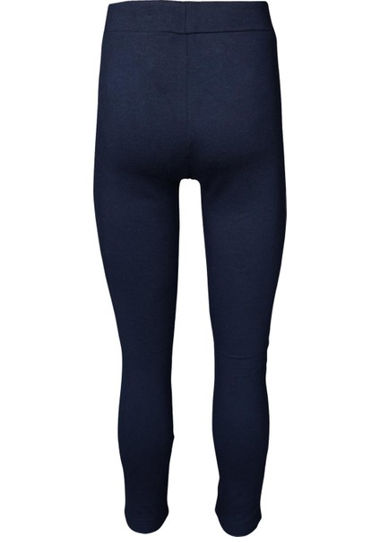 Koyu Lacivert Yanı Deri Panelli Kız Çocuk Tayt modelleri