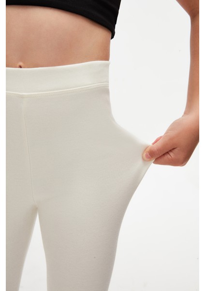 Ekru Basic Kız Çocuk Yazlık Tayt modelleri