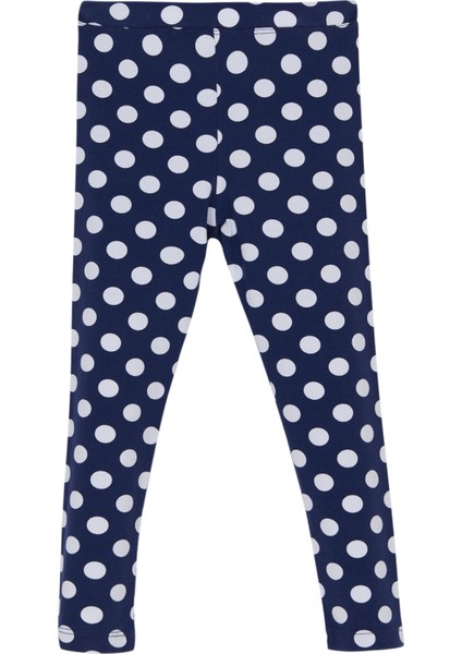 Açık Lacivert Polka-Dot Desenli Kız Çocuk Yazlık Tayt modelleri