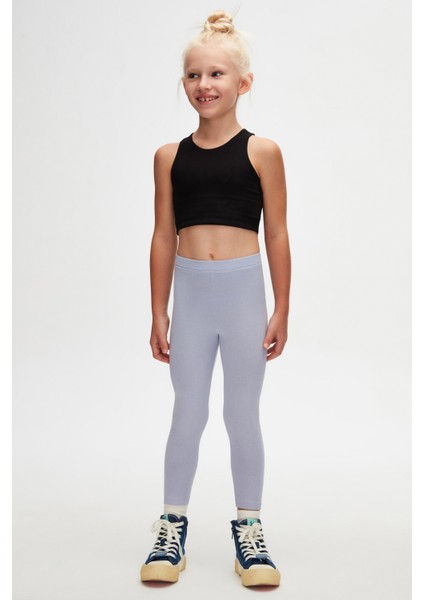 Açık Lila Basic Kız Çocuk Yazlık Tayt