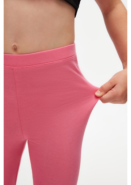 Şeker pembe Basic Kız Çocuk Yazlık Tayt modelleri