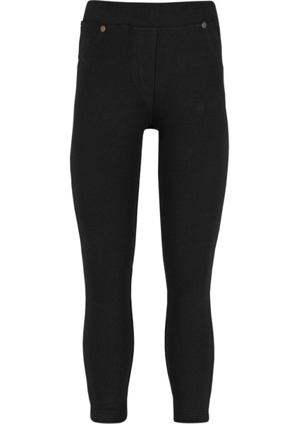 Siyah 4 Cepli Şardonlu Kız Çocuk Kışlık Tayt