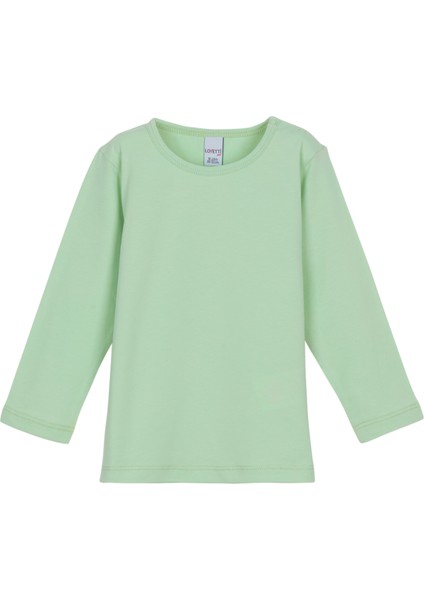 Soft Yeşil Basic Çıtçıtlı Uzun Kollu Bebek Tişört