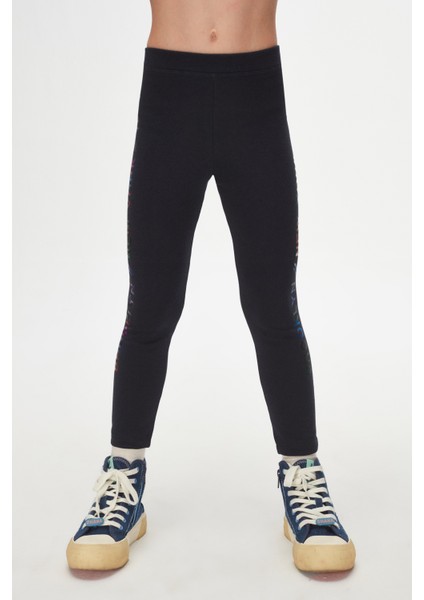 Koyu Lacivert New York Baskılı Şardonlu Kız Çocuk Kışlık Tayt fiyatları