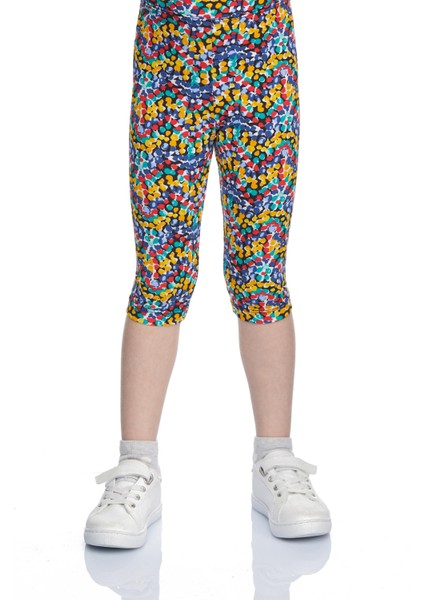 Abstract Speckled Kız Çocuk Desenli Diz Altı Tayt Kapri