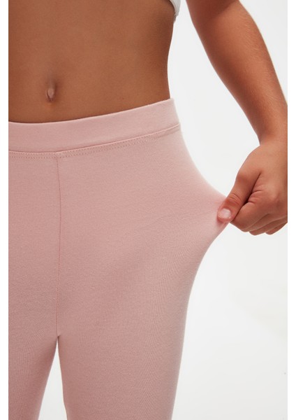 Pudra Pembe Basic Kız Çocuk Yazlık Tayt modelleri