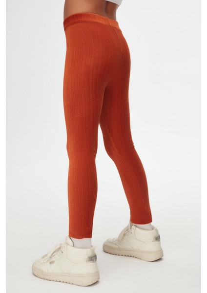 Kiremit Kız Çocuk Fitilli Kadife Tayt fırsatları