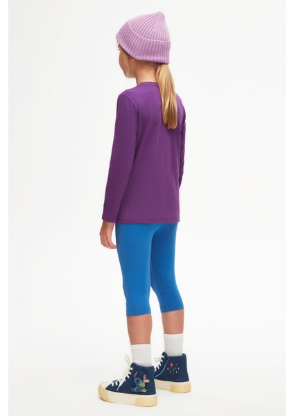 Mor Basic Unisex Çocuk Mevsimlik Sıfır Yaka Uzun Kollu Tişört
