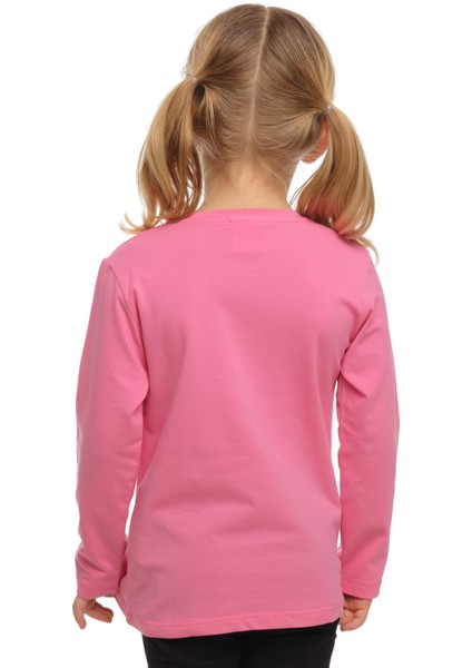 Şeker pembe Basic Unisex Çocuk Mevsimlik Sıfır Yaka Uzun Kollu Tişört modelleri