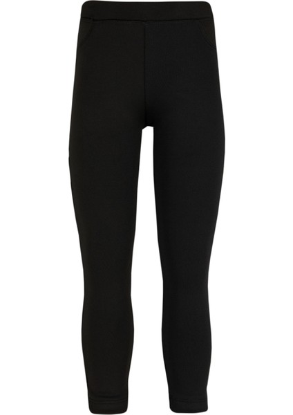 Siyah Kız Çocuk Sahte 2 Cep Full Şardonlu Tayt