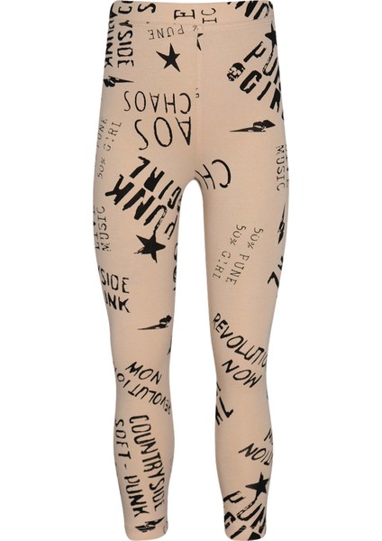 Punk Gırl Kız Çocuk Desenli Yazlık Tayt