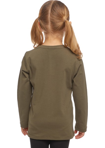 Kamuflaj Yeşil Basic Unisex Çocuk Mevsimlik Sıfır Yaka Uzun Kollu Tişört modelleri