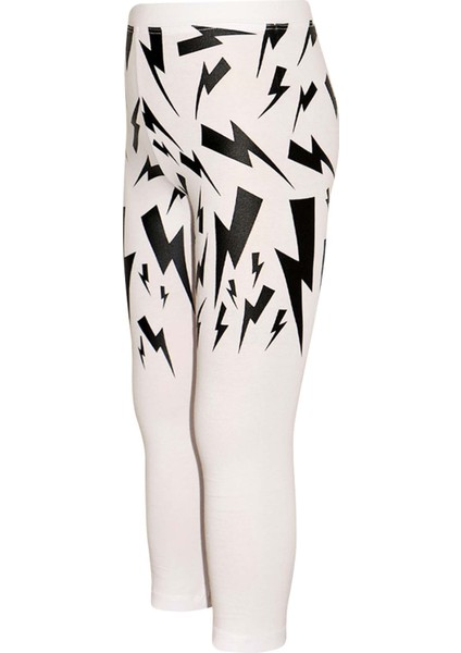 Ekru Şimşek Baskılı Kız Çocuk Mevsimlik Tayt