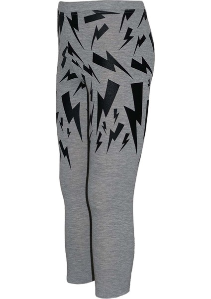 Gri Şimşek Baskılı Kız Çocuk Mevsimlik Tayt