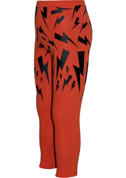 Kiremit Şimşek Baskılı Kız Çocuk Mevsimlik Tayt