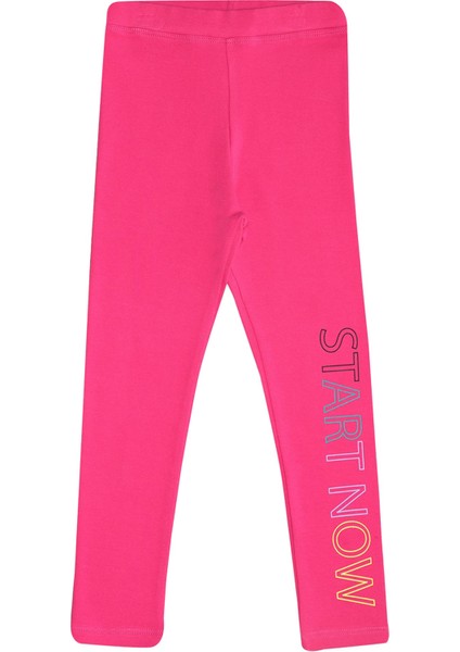 Fuşya Start Now Baskılı Kız Çocuk Kışlık Şardonlu Kız Çocuk Tayt