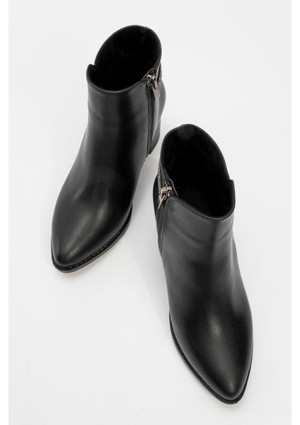 Kadın Topuklu Taşlı Bot SİYAH CİLT indirimleri