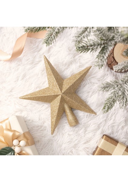 New Year Yılbaşı Yıldız Ağaç Başlığı Gold 21,3X20,3 cm fiyatları