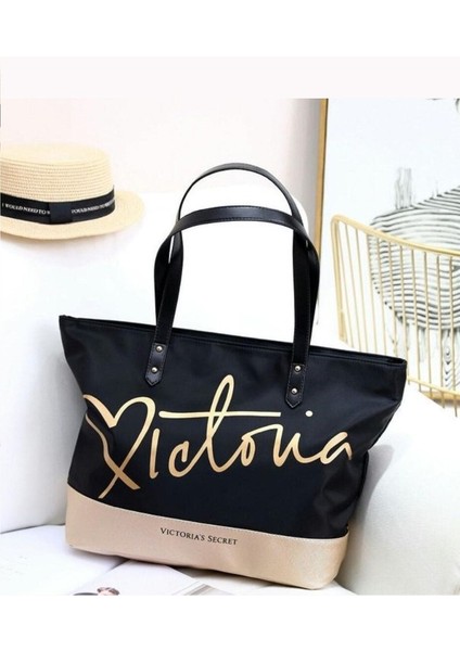 Vs Siyah Gold Kanvas Tote Seyahat Çantası fırsatları