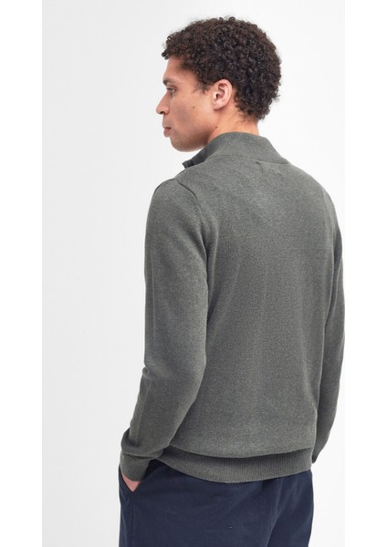 Pima Cotton Yarım Fermuarlı Kazak OL91 Olıve Marl indirimleri