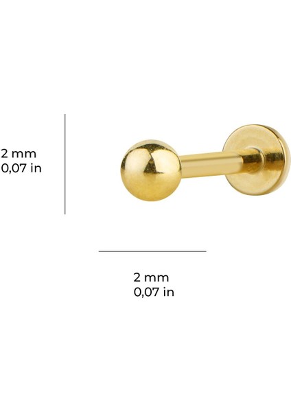 2 mm Top Altın Piercing