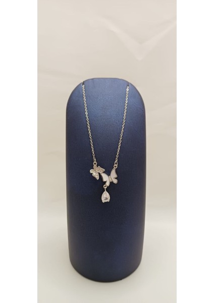 316 L Paslanmaz Çelik Silver/gümüş Iki Kelebek Zirkon Taşlı Kolye fiyatları