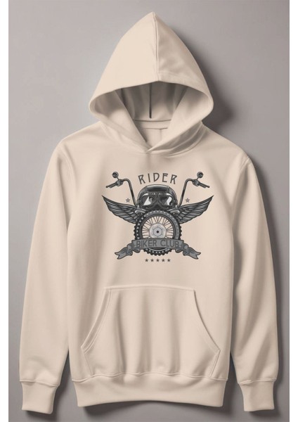 Rıder Biker Club Baskılı Kapşonlu Çocuk Sweatshirt 12514