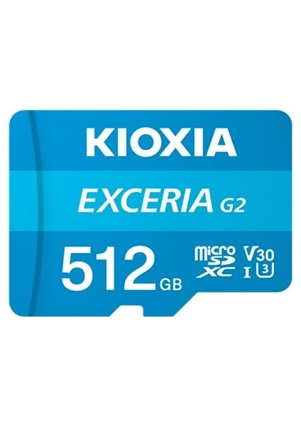 Kıoxıa 512GB Exceria G2 Micro Sdxc A1 Uhs1 V30 U3 4K Kayıt Hafıza Kartı (Sd ADAPTÖRLÜ)-LMEX2L512GG2