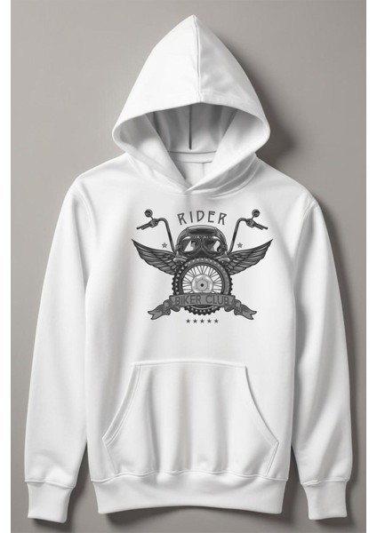 Rıder Biker Club Baskılı Kapşonlu Çocuk Sweatshirt 12514