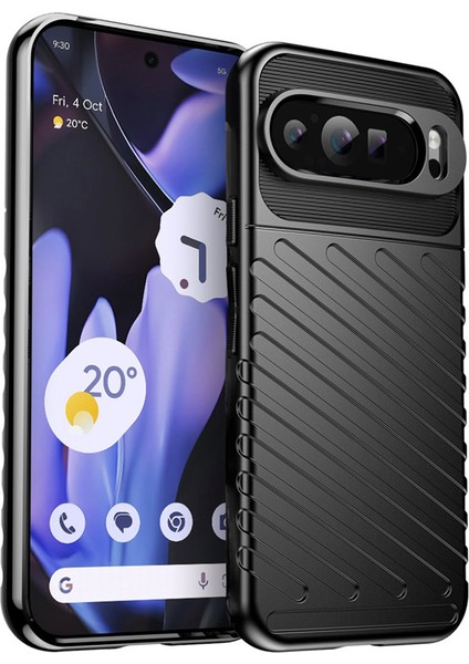 Google Pixel 9 Pro Xl ile Uyumlu Thunder Serisi Darbeye Dayanıklı Silikon Kılıf - Siyah AL3421
