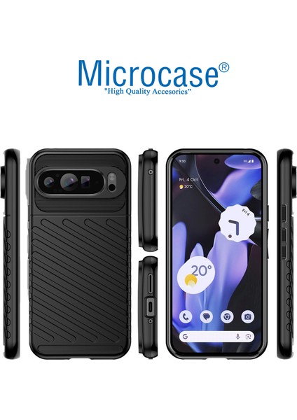 Google Pixel 9 Pro Xl ile Uyumlu Thunder Serisi Darbeye Dayanıklı Silikon Kılıf - Siyah AL3421 modelleri