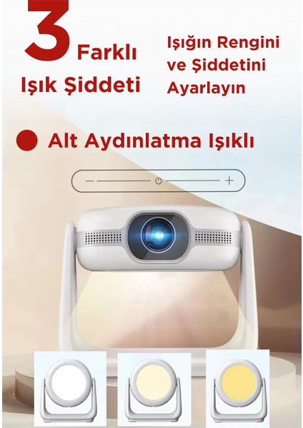 Taşınabilir Projeksiyon 270 Derece Dönebilen Oyun Sinema Projektör Full Hd 4K Android