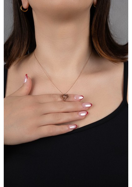 Gümüş 100 Dilde Seni Seviyorum Yazan 18 Ayar Rose Altın Kaplama Kalp Kolye 925 Ayar Gümüş Kadın Kolye | Bayan Yüz Dilde Seni Seviyorum Kolyesi Kalpli Rose Gold Kadın Gümüş Kolye