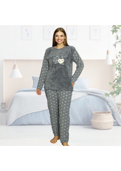 Welsoft Polar Kışlık Büyük Beden Kadın Pijama Takımı