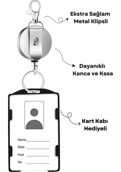 Bilet Konseptli Full Metal Premium Çelik Kasa Yoyo Yaka Kartlık ve Kart Kabı