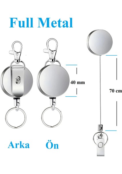 Bilet Konseptli Full Metal Premium Çelik Kasa Yoyo Yaka Kartlık ve Kart Kabı